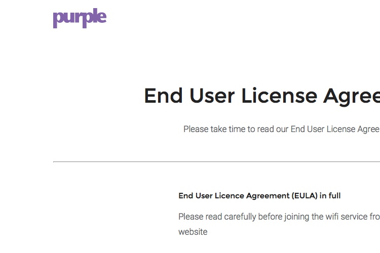 Screenshot of Purple License Agreement